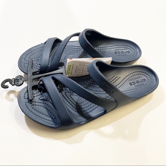 CROCS Shoes - Crocs Kadee 2 Navy Blue Strappy Sandals Croslite